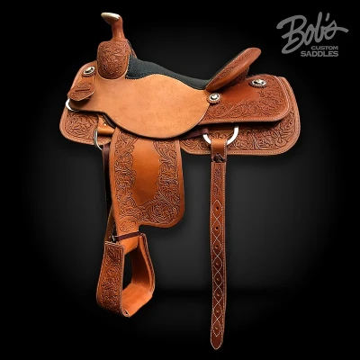 Roping Saddle 480 handcrafted western saddle built for ranch work and roping events.